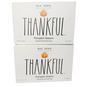 2 RAE DUNN PUMPKIN SEASON Scented Bar Soap THANKFUL 8oz NEW